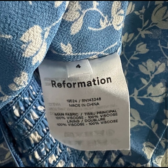 Reformation Robertson Blue Floral Top B350 - Picture 2 of 4